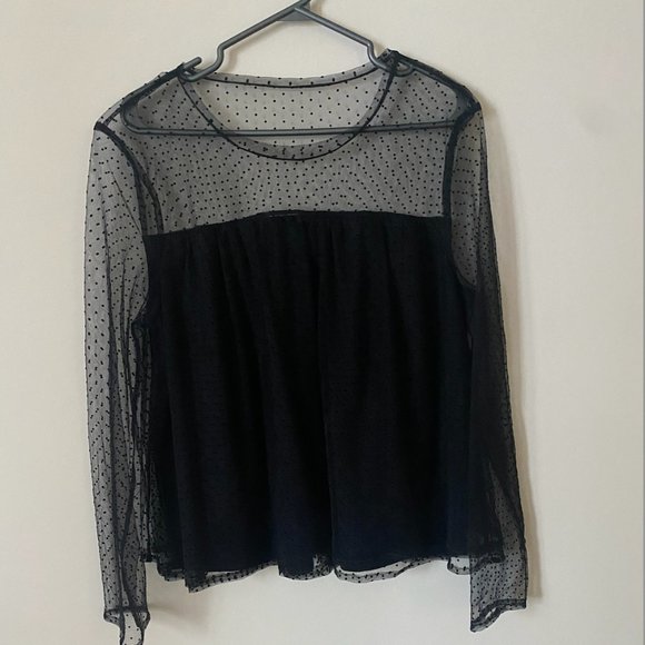 Banana Republic Sheer Polka Dot Long Sleeve Top- NWOT Size L - Picture 4 of 5